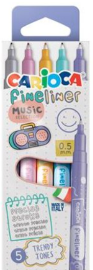 Etui de 5 feutres Carioca Fineliner pointe fine 0.5mm