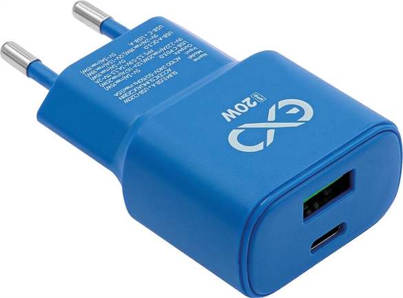 Chargeur secteur USB EXC SLIM, prise USB-A et USB-C