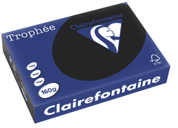 Pqt de 250 flles mi-cartons Trophée 1001PC noires  160 gm2 - A4