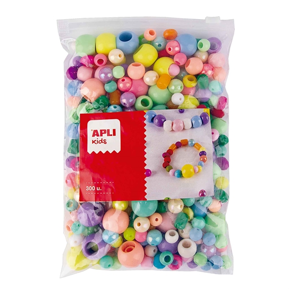 Pqt de 300 perles en plastique couleurs