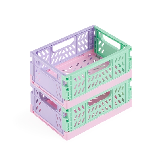 Petites caisses pliables et empilables tricolores