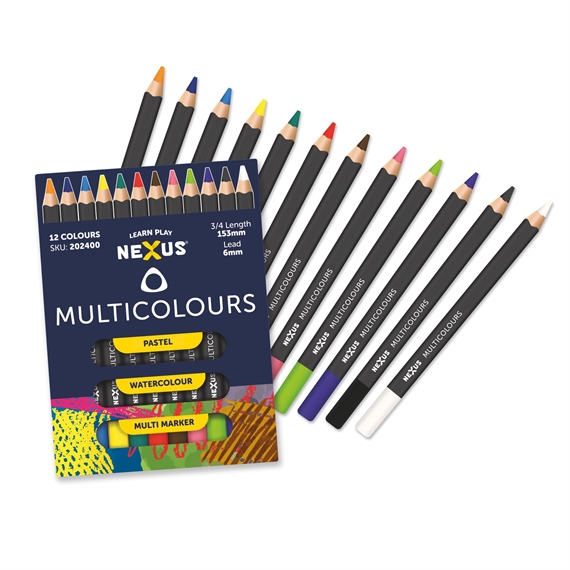 Etui de 12 crayons Nexus 202400 couleurs assorties