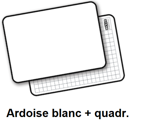 Ardoise d'écriture double-face blanc + quadrillée