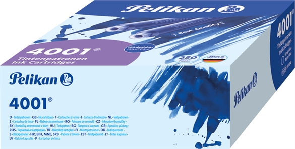 Bte de 250 cartouches d'encre Pélikan 4001 standard TP/6