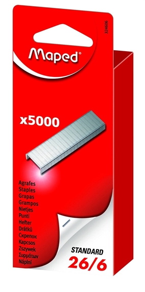 Bte de 5000 agrafes Maped 26/6 zinguées, grand paquet