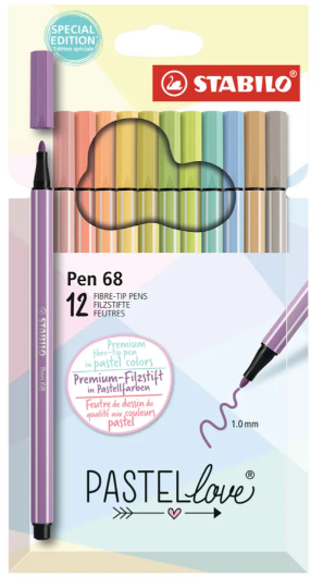 Etui de 12 STABILO Stylos Fibres 68 Pastel Love Edition