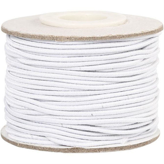 Cordon élastique rond blanc , épaisseur 1mm - 25m