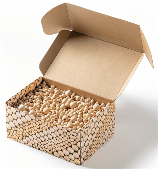 FOLIA Perles en bois natural 1000g 22991 Jumbo Pack, 1-1.8 cm