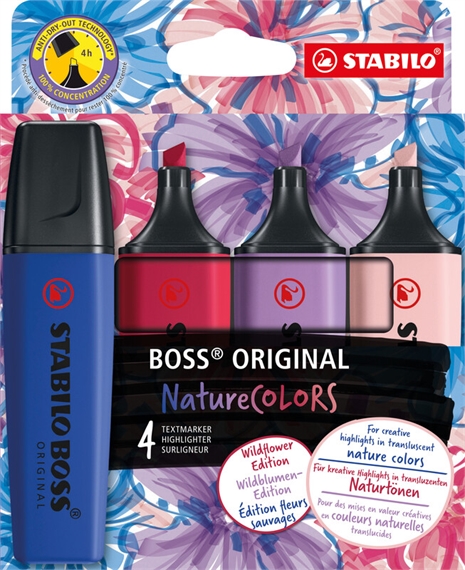 Etui de 4 Surligneurs STABILO - BOSS Wildflowers