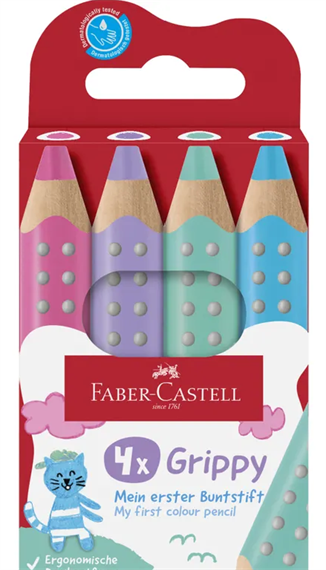 Etui de 4 FABER-CASTELL Crayons de couleur Grippy couleurs, pastel