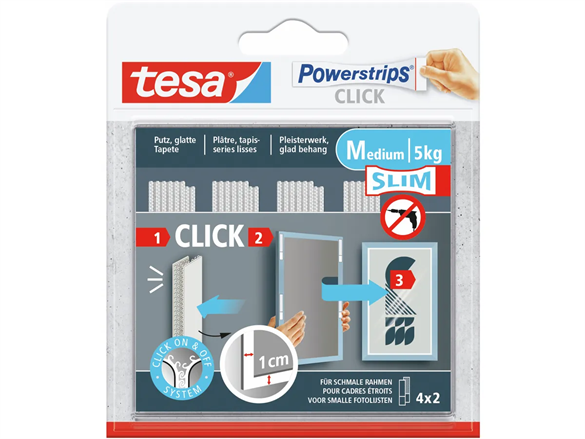 TESA Powerstrips Click Small 77721-00030 Fin, 5 kg 4x2 bandes