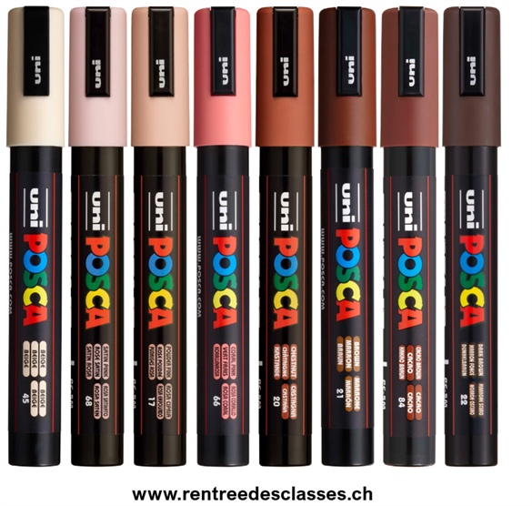 POSCA Marqueur à pigment PC5M, étui de 8, couleurs portrait