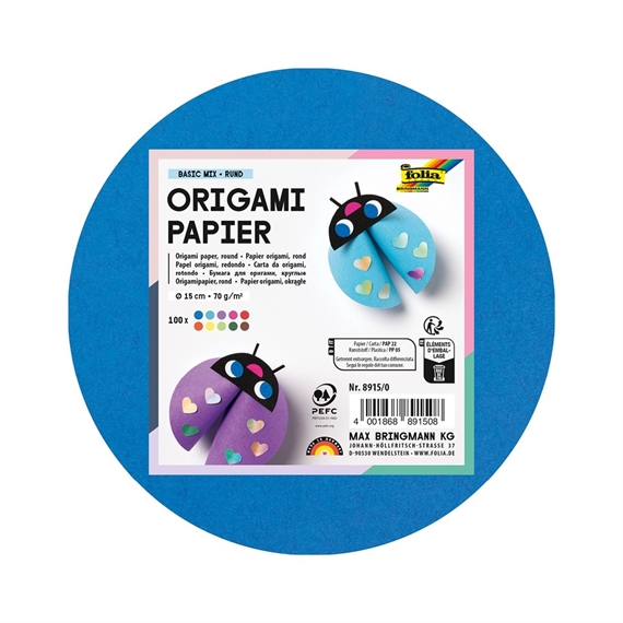 Pqt de 100 flles Origami, diamètre: 150 mm, 70 g/m2