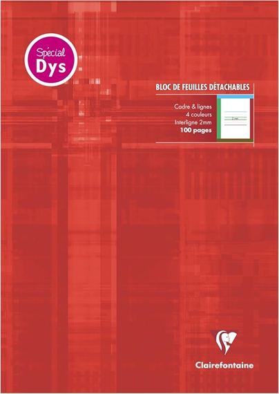 Bloc de 50 feuilles Clairefontaine DYS, A4 interligne 2 mm