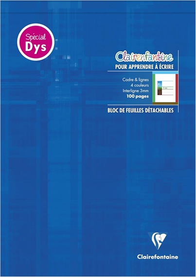 Bloc de 50 feuilles Clairefontaine DYS, A4 interligne 3 mm