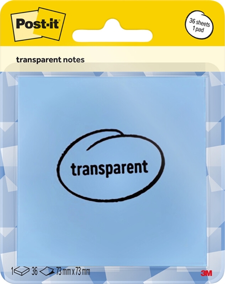 Post-it Bloc-notes transparent notes, bleu pastel