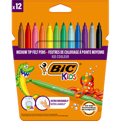 BIC KIDS Feutre Kid Couleur medium, étui en carton de 12