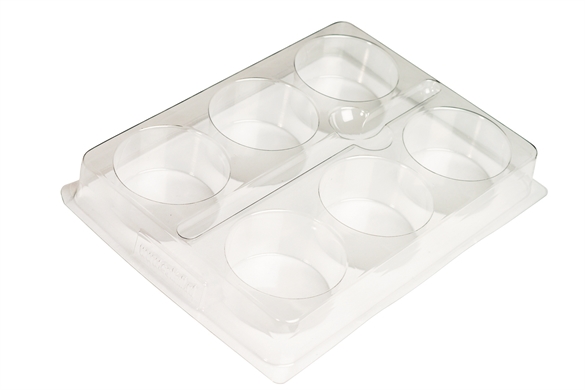 Palette transparente avec 6 réservoirs