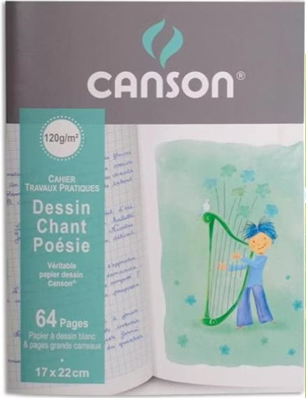 CANSON Cahier poésie et chant, 120 g/m2, 170 x 220 mm
