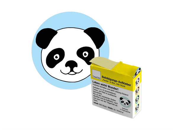 Bte de 500 gommettes "panda" 19mm