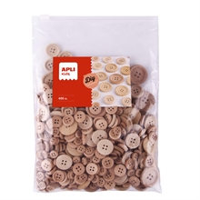 Pqt de 400 boutons en bois naturel dimensions assorties