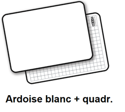 Ardoise d'écriture double-face blanc + quadrillée