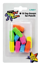 Pqt de 10 gommes capuchons Linex assortis