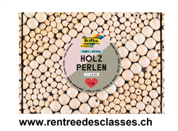 FOLIA Perles en bois natural 1000g 22991 Jumbo Pack, 1-1.8 cm