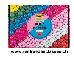 FOLIA Perles en bois basic 1000g 22992 Jumbo Pack, 1-1.8 cm