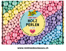 FOLIA Perles en bois Pastel 1000g 22993 Jumbo Pack, 1-1.8cm
