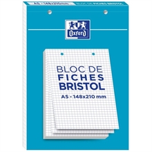 Oxford Bloc de fiches bristol, A5, quadrillé, blanc