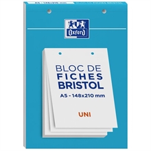 Oxford Bloc de fiches bristol, A5, quadrillé, blanc