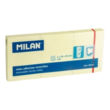 Notes adhésives repositionnables 50x38mm. 3x100 feuilles