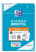 Oxford Bloc de fiches bristol, A5, quadrillé